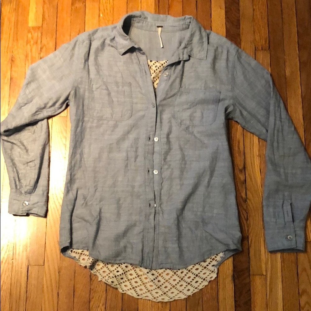 Free people chambray bottom down.